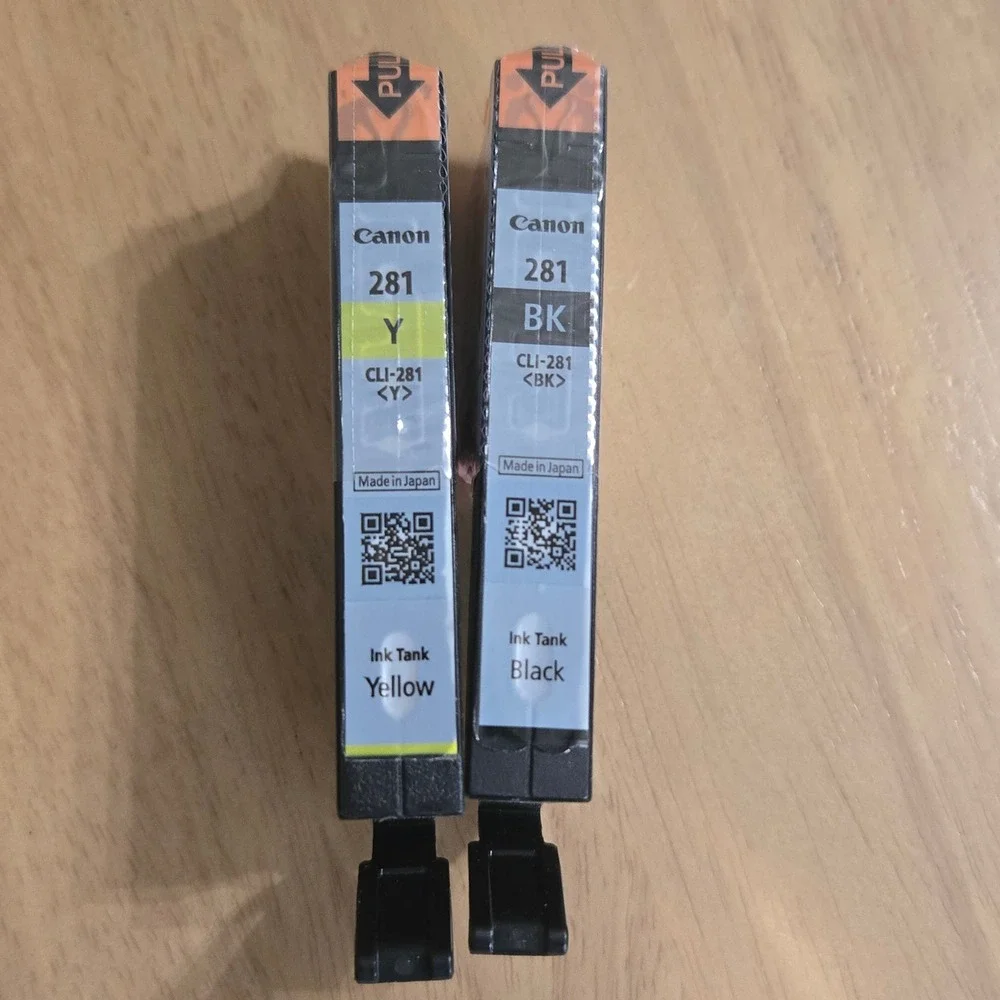 Canon CLI-281 Ink Tank 2 Pack Black and Yellow OEM Sealed Made in Japan